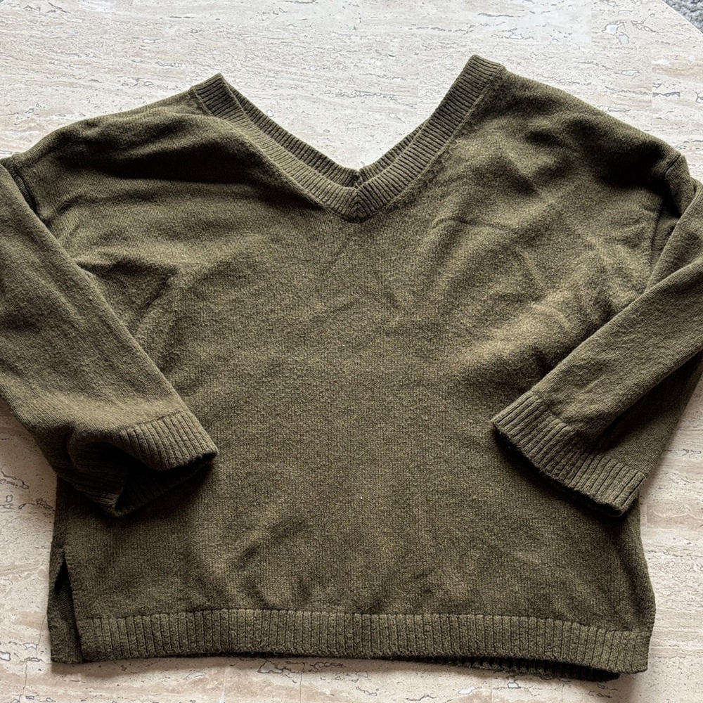 Madewell Olive V-Neck Sweater